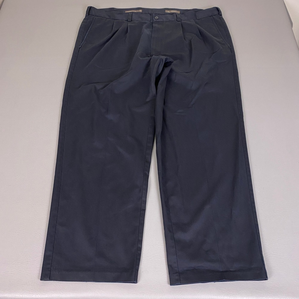 Nordstrom Pants Men's 44x30 Navy Blue Smartcare Pleated Wrinkle Free w/ *Flaws